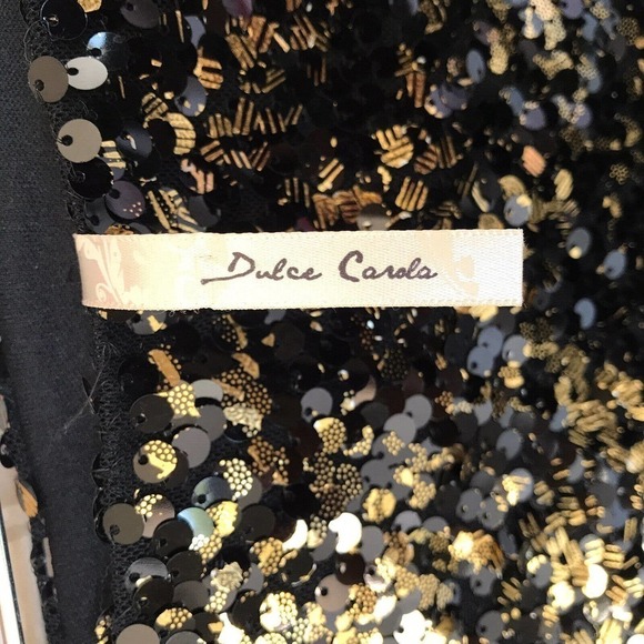 Dulce Carola Junior SzM TubeTop Black Gold All Over Sequins Pre-Owned - Picture 3 of 7